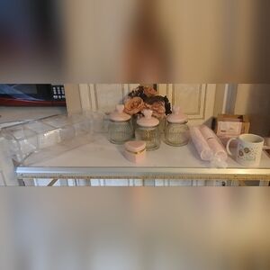 Baby Shower Party Hosting Items Everything Pink Heart-Shaped Glass Jars Set